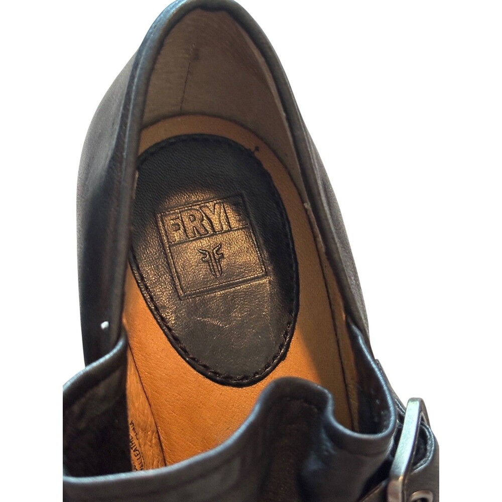 Frye Black Leather Strappy Heeled Ankle Boots - Picture 10 of 11